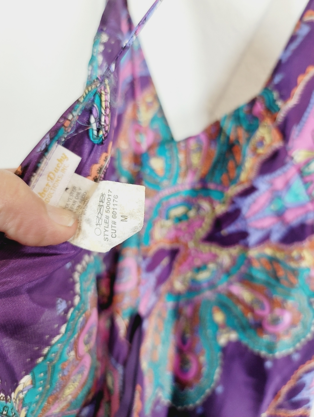 Rubber Ducky Purple Paisley Slip Dress with Teal Accents, Size M - Picture 4 of 5